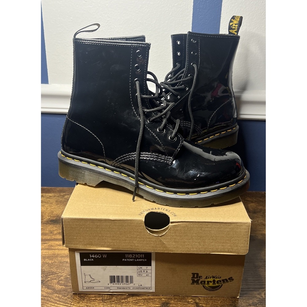 Dr. Doc Martens 1460W Black Leather Combat Boots Women's 9